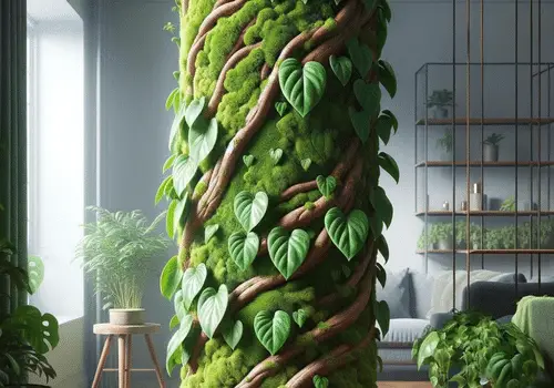What type of moss pole is ideal for philodendrons?